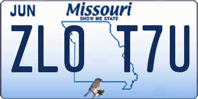 MO license plate ZL0T7U