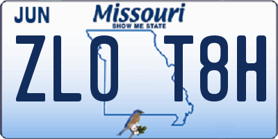 MO license plate ZL0T8H