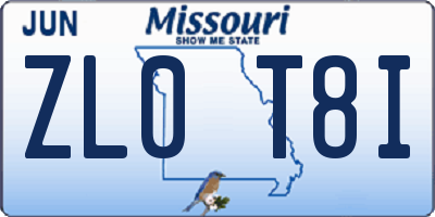 MO license plate ZL0T8I