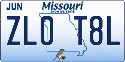MO license plate ZL0T8L