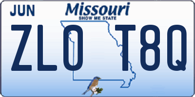 MO license plate ZL0T8Q