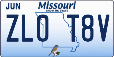 MO license plate ZL0T8V