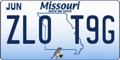 MO license plate ZL0T9G