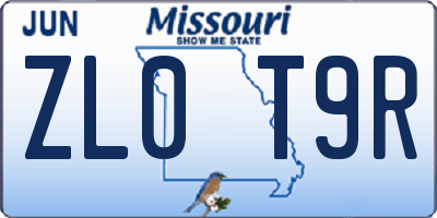 MO license plate ZL0T9R