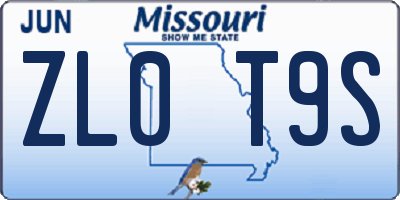 MO license plate ZL0T9S