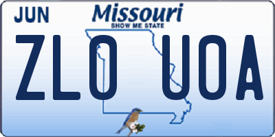 MO license plate ZL0U0A
