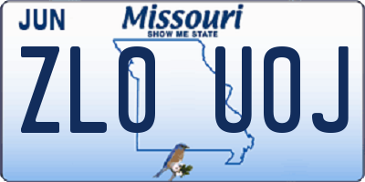 MO license plate ZL0U0J