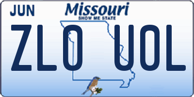 MO license plate ZL0U0L