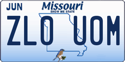 MO license plate ZL0U0M