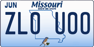 MO license plate ZL0U0O