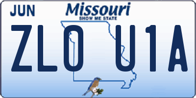 MO license plate ZL0U1A