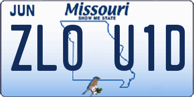 MO license plate ZL0U1D