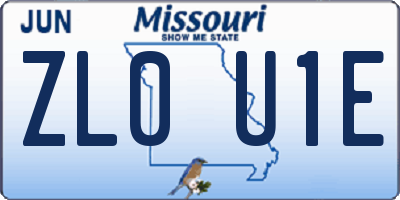 MO license plate ZL0U1E