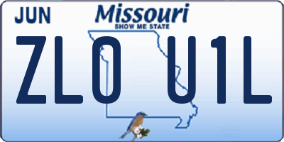 MO license plate ZL0U1L