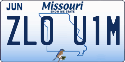MO license plate ZL0U1M