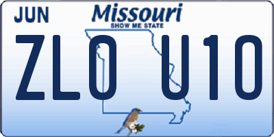 MO license plate ZL0U1O