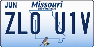 MO license plate ZL0U1V