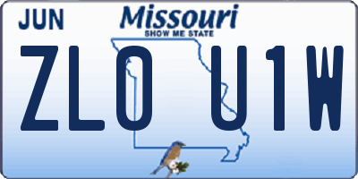 MO license plate ZL0U1W