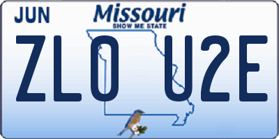 MO license plate ZL0U2E