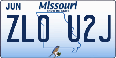 MO license plate ZL0U2J