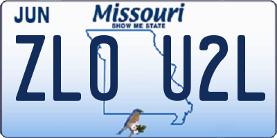MO license plate ZL0U2L