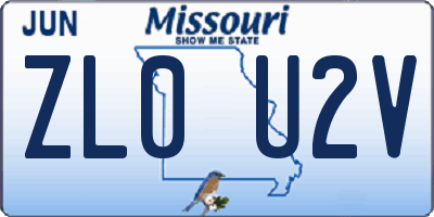 MO license plate ZL0U2V