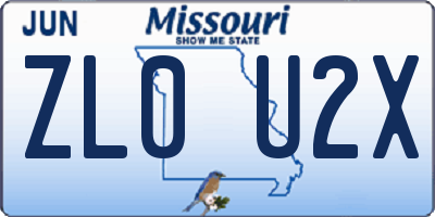 MO license plate ZL0U2X