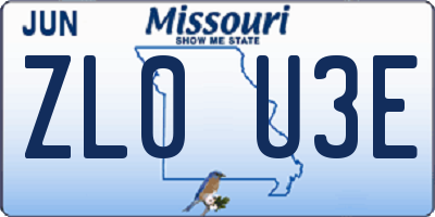 MO license plate ZL0U3E