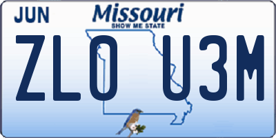 MO license plate ZL0U3M