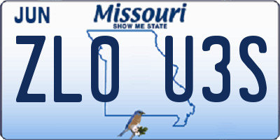 MO license plate ZL0U3S