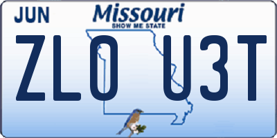 MO license plate ZL0U3T