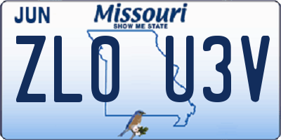MO license plate ZL0U3V