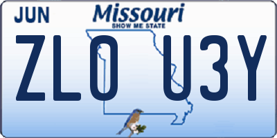 MO license plate ZL0U3Y