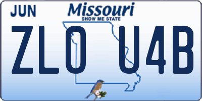 MO license plate ZL0U4B