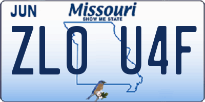 MO license plate ZL0U4F