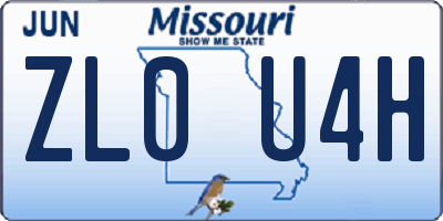 MO license plate ZL0U4H