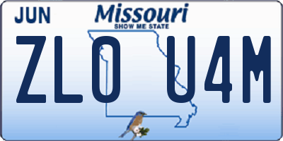 MO license plate ZL0U4M