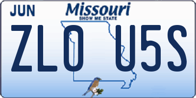 MO license plate ZL0U5S
