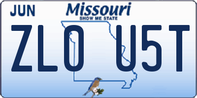 MO license plate ZL0U5T