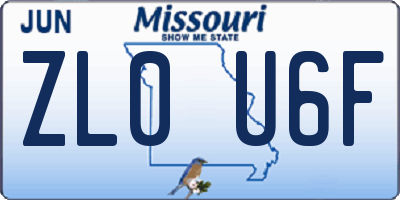 MO license plate ZL0U6F