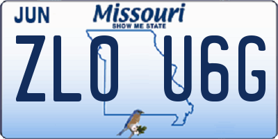 MO license plate ZL0U6G