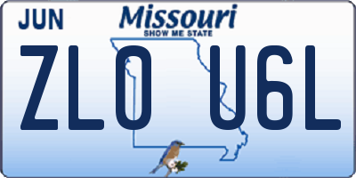 MO license plate ZL0U6L