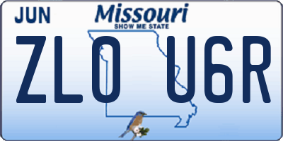 MO license plate ZL0U6R