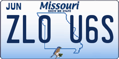 MO license plate ZL0U6S