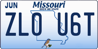 MO license plate ZL0U6T