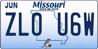 MO license plate ZL0U6W