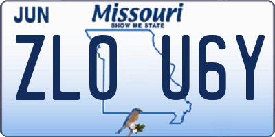 MO license plate ZL0U6Y