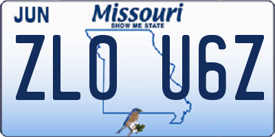 MO license plate ZL0U6Z