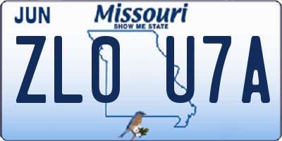 MO license plate ZL0U7A
