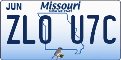 MO license plate ZL0U7C